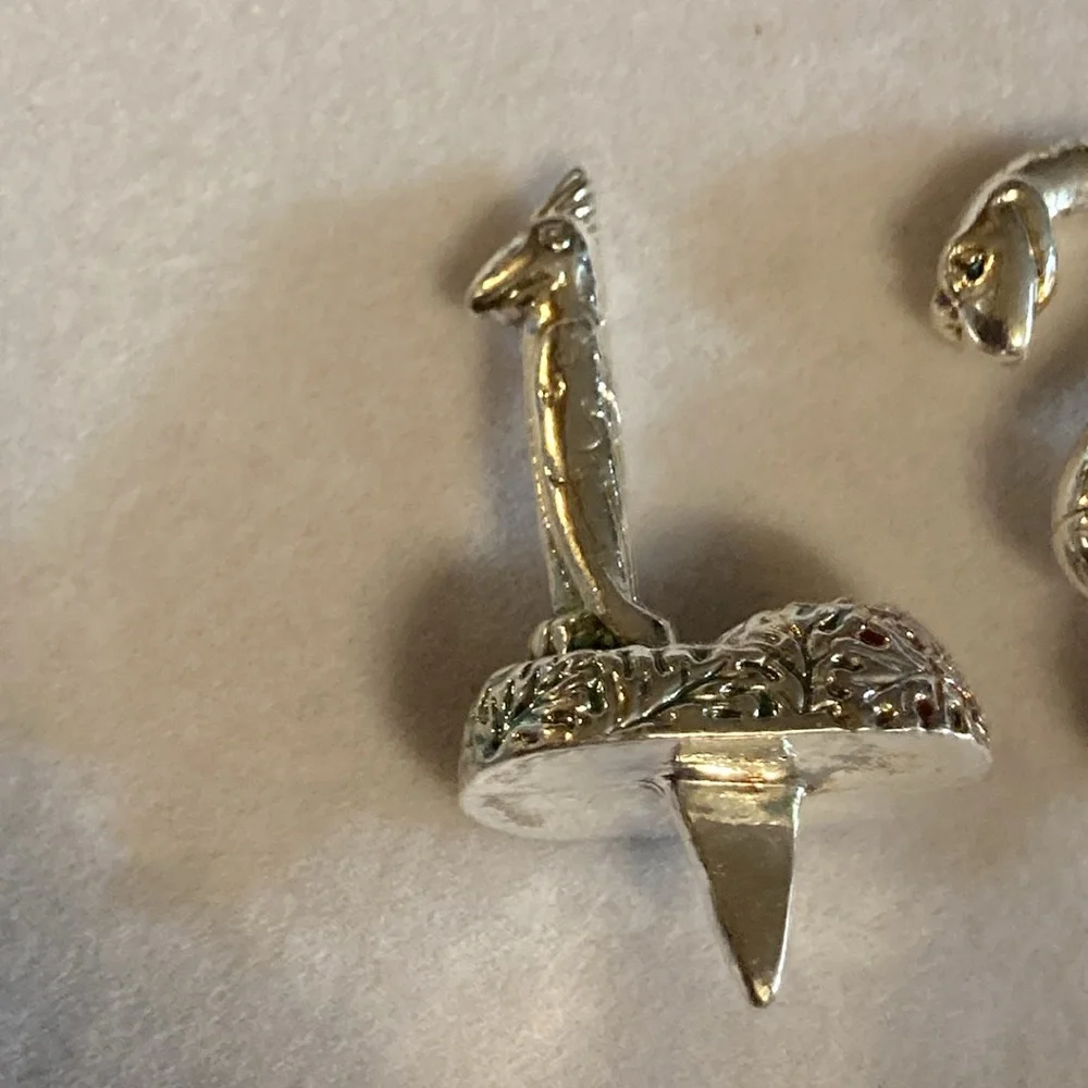 Silver tone animal birthday markers holds candle in each one . 1-6 . Pre owned